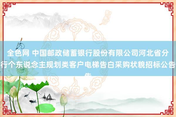 全色网 中国邮政储蓄银行股份有限公司河北省分行个东说念主规划类客户电梯告白采购状貌招标公告